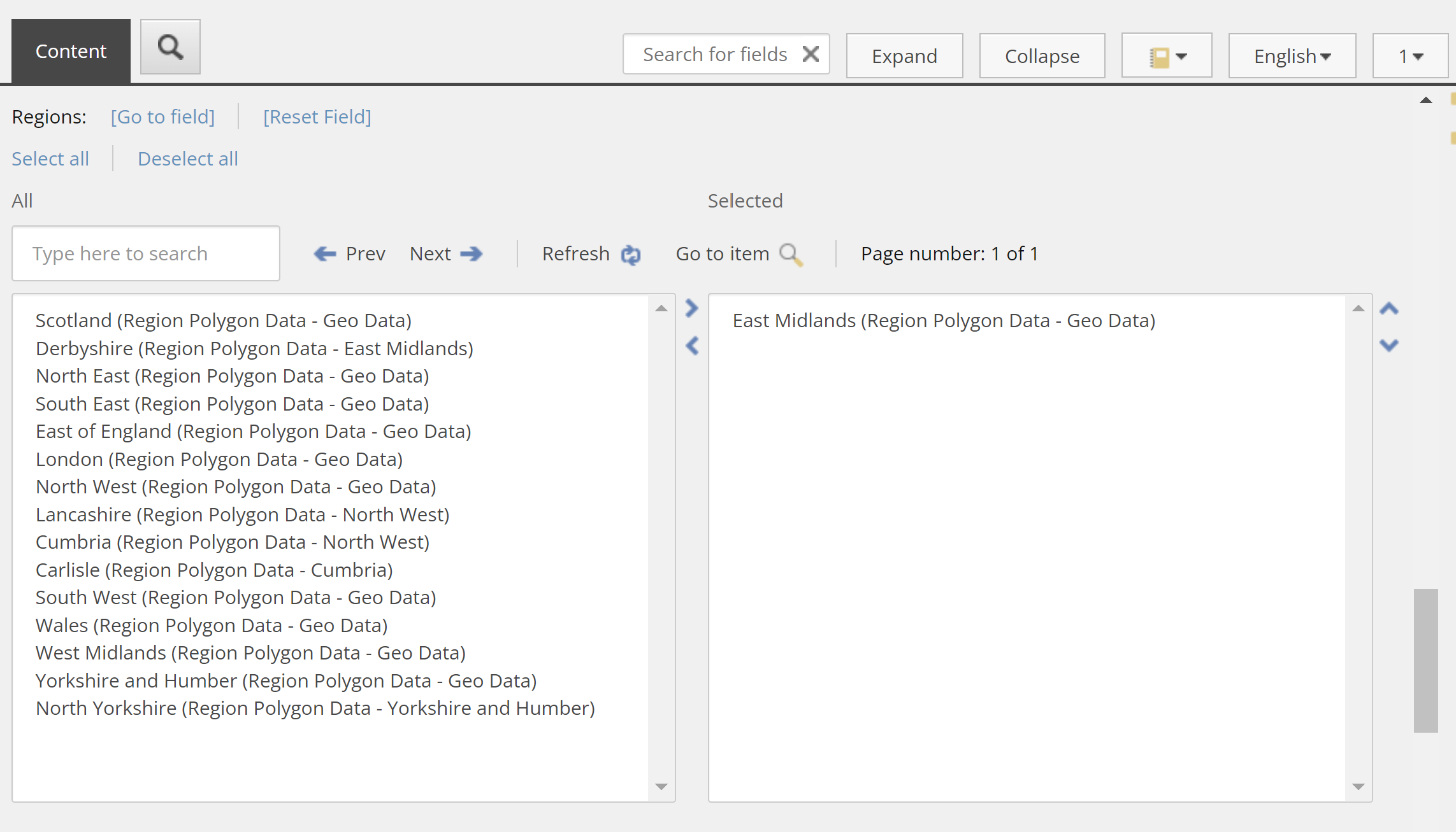 Regions Multilist Field with Search